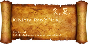 Kubicza Rozália névjegykártya