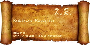 Kubicza Rozália névjegykártya